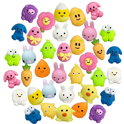Jofan 36 PCS Easter Mochi Squishy Toys - Stress Relief Squishies for Kids, Easter Basket Stuffers & Party Favors