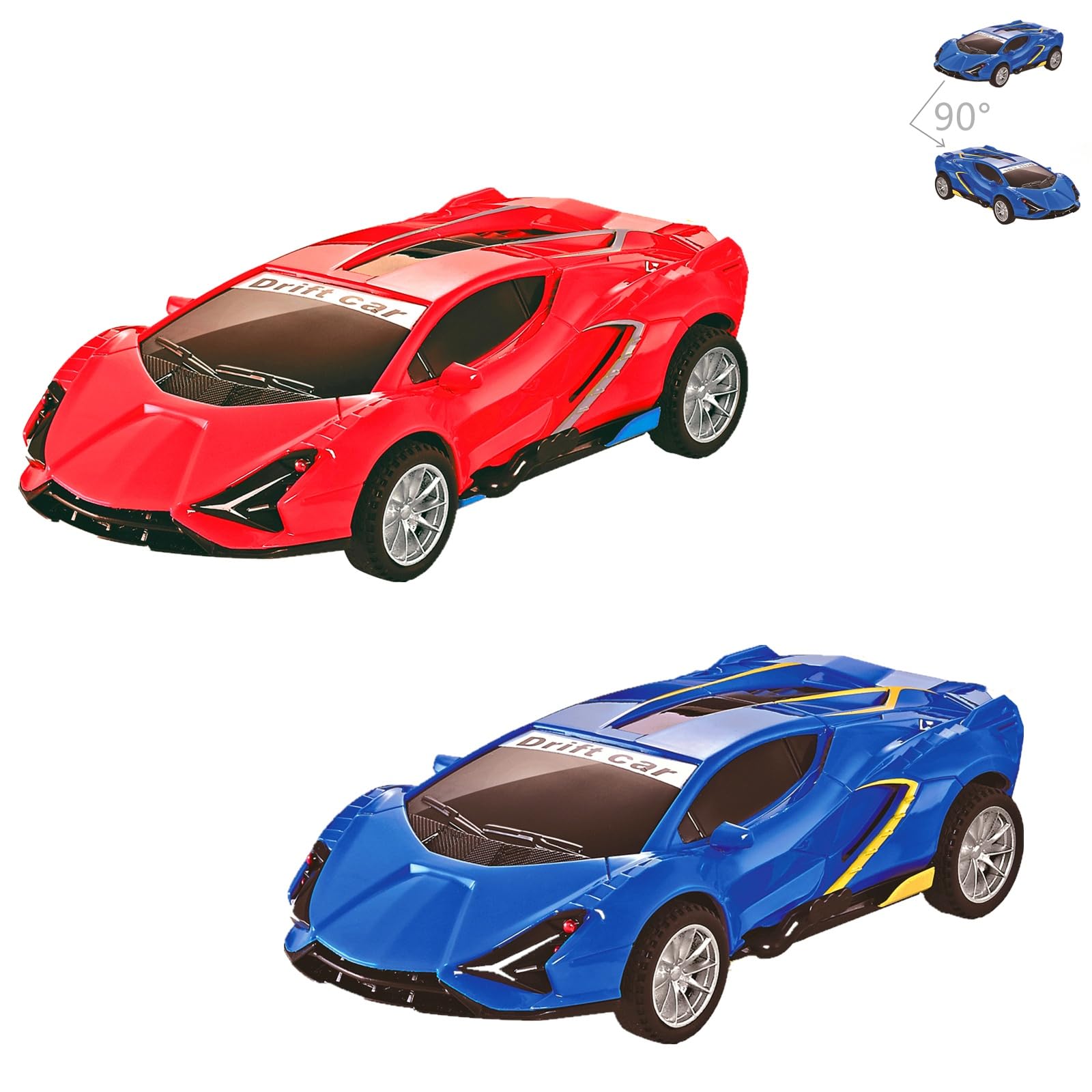 Johehe Inertia Drift Car 2-Pack – Push-Go Friction Powered Stunt Cars for Kids 3+