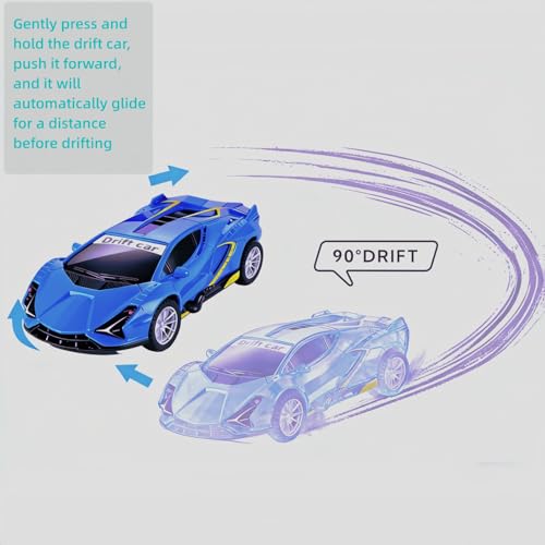 Johehe Inertia Drift Car 2-Pack – Push-Go Friction Powered Stunt Cars for Kids 3+