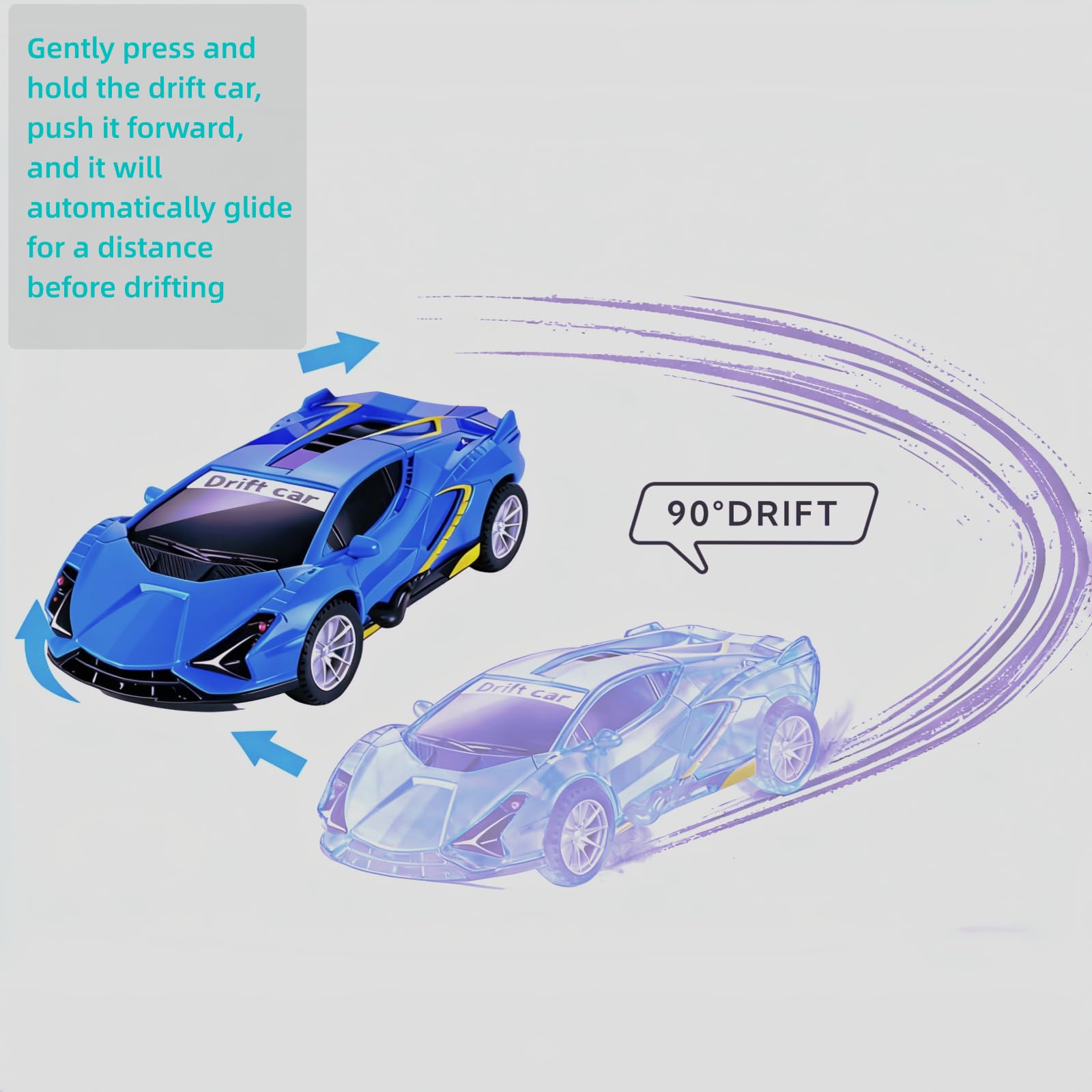 Johehe Inertia Drift Car 2-Pack – Push-Go Friction Powered Stunt Cars for Kids 3+