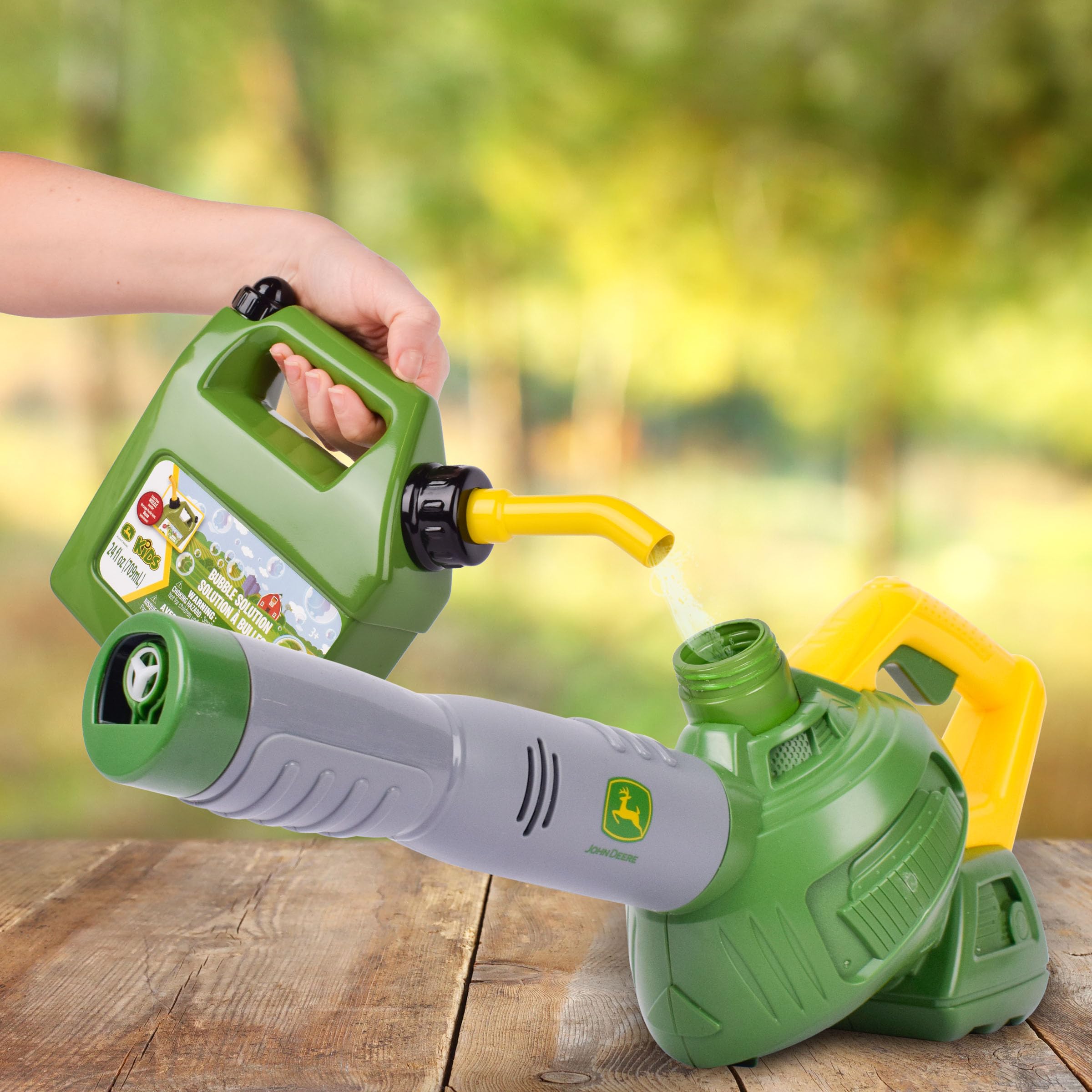 John Deere Bubble Can 24oz Outdoor Bubble Solution with Pouring Spout and Wand