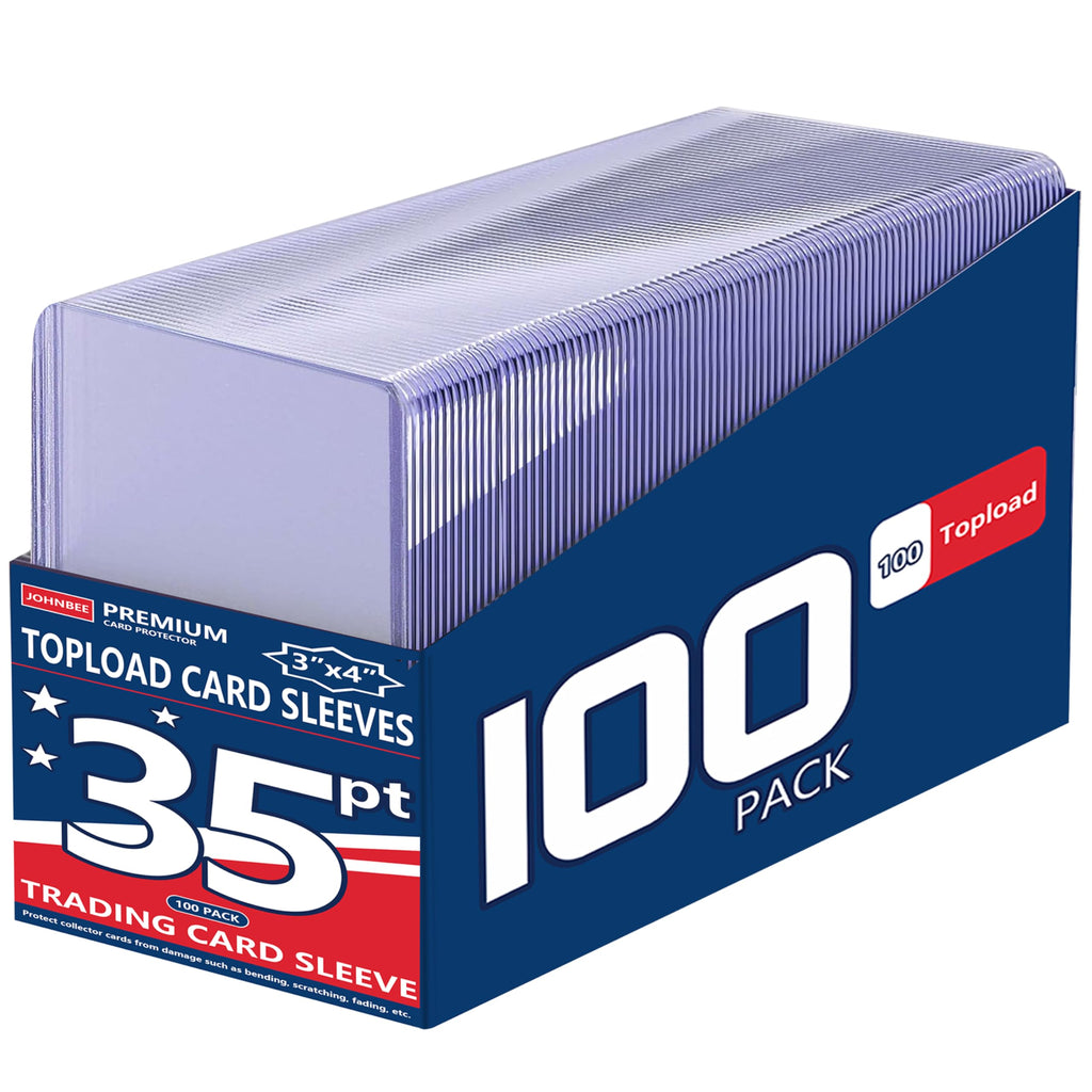 JohnBee 100 Pack Hard Plastic Card Sleeves - 3x4 Top Loaders for Trading Cards, Baseball Cards, Kpop Photocards - Clear Protective Holders