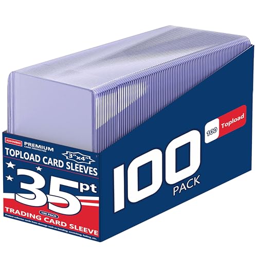 JohnBee 100 Pack Hard Plastic Card Sleeves - 3x4 Top Loaders for Trading Cards, Baseball Cards, Kpop Photocards - Clear Protective Holders