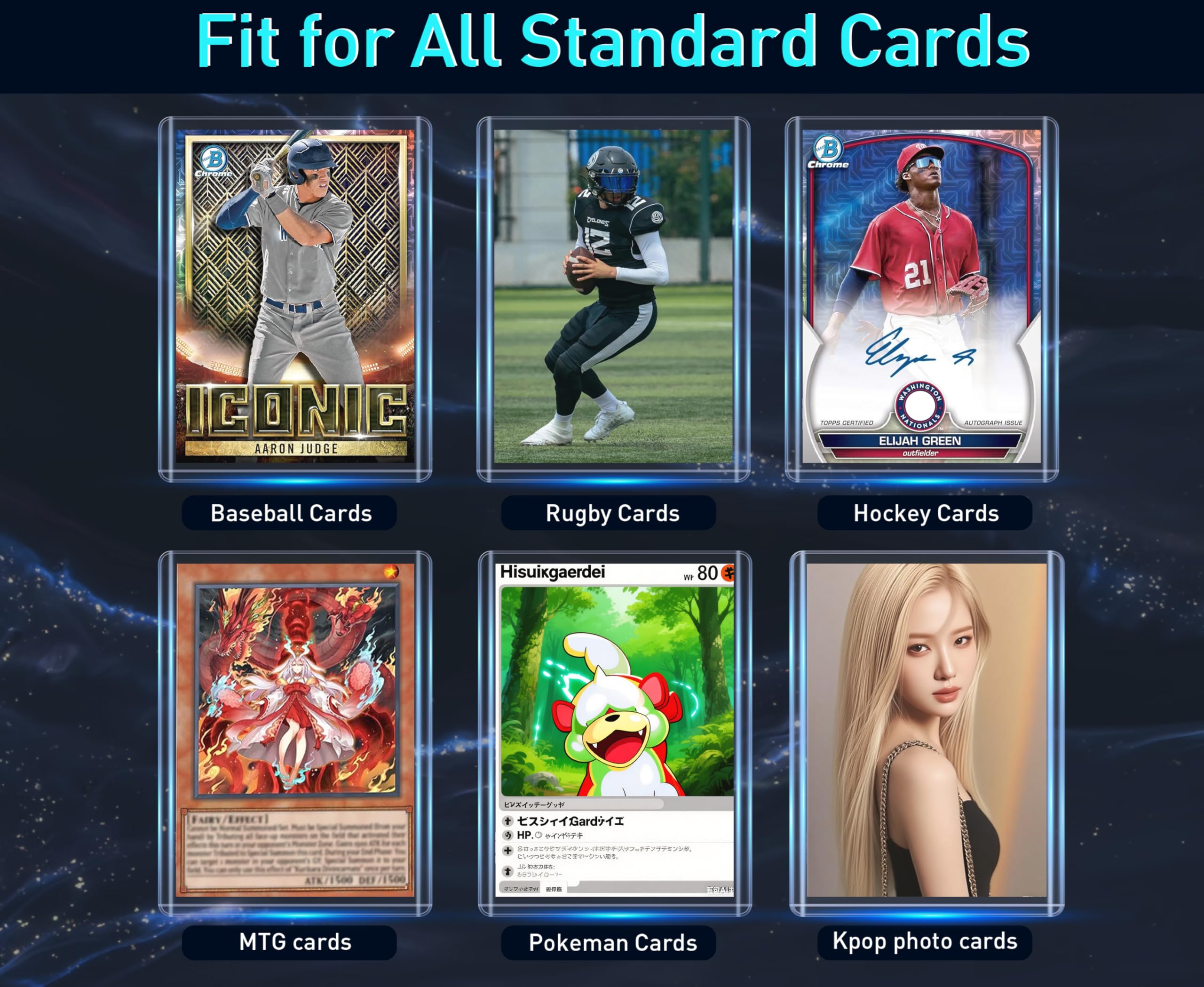JohnBee 100 Pack Hard Plastic Card Sleeves - 3x4 Top Loaders for Trading Cards, Baseball Cards, Kpop Photocards - Clear Protective Holders