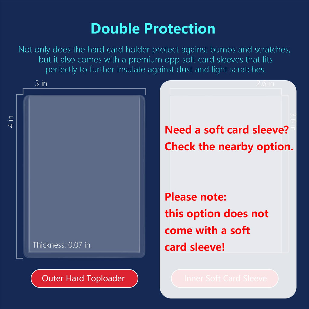 JohnBee 100 Pack Hard Plastic Card Sleeves - 3x4 Top Loaders for Trading Cards, Baseball Cards, Kpop Photocards - Clear Protective Holders