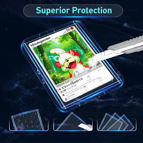 JohnBee 200 Pack Card Sleeves - 100 Hard Toploaders + 100 Soft Sleeves, 3x4 Inch Clear Plastic for 2.5x3.5 Trading Cards, Baseball, Sports, Kpop Photocards