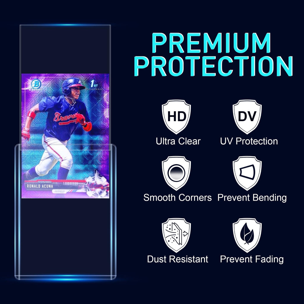 JohnBee 200 Pack Card Sleeves - 100 Hard Toploaders + 100 Soft Sleeves, 3x4 Inch Clear Plastic for 2.5x3.5 Trading Cards, Baseball, Sports, Kpop Photocards