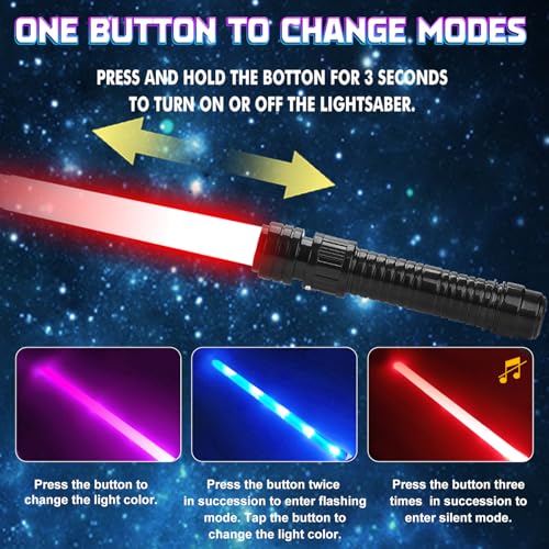 JOINBO 2-Pack Light-Up Saber Toys for Kids – 7 Color LEDs, Sound Effects, Extendable Blade 13-29 Inches
