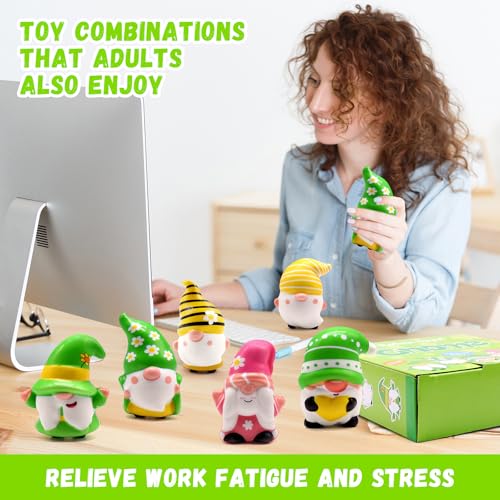 JOINBO 6 Pack Gnome Squishies – Slow Rising, Soft Squeeze Stress Relief Toys, Milk Scented, 3-3.5 Inches, Nontoxic PU Foam, for Kids and Adults