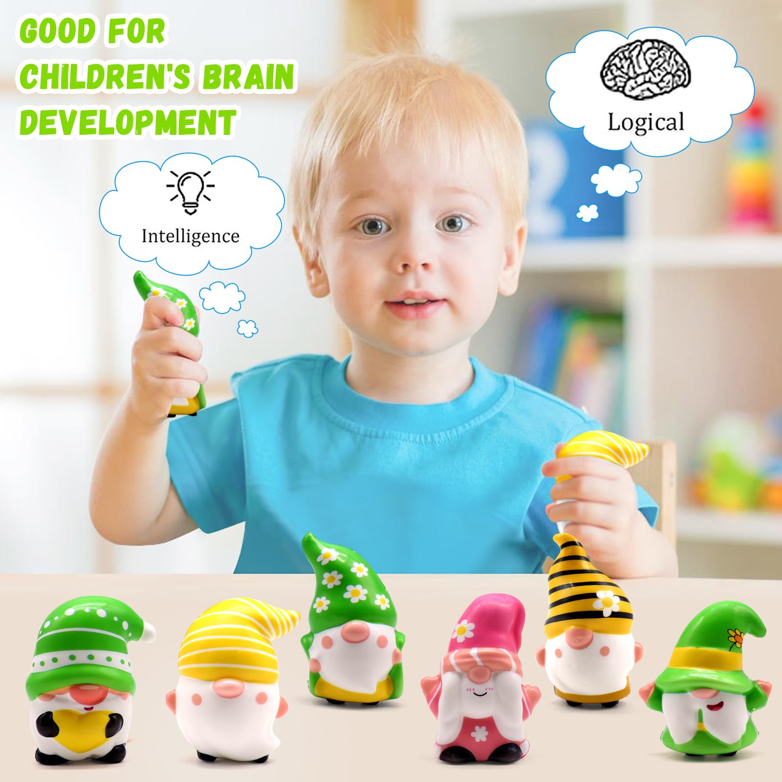 JOINBO 6 Pack Gnome Squishies – Slow Rising, Soft Squeeze Stress Relief Toys, Milk Scented, 3-3.5 Inches, Nontoxic PU Foam, for Kids and Adults
