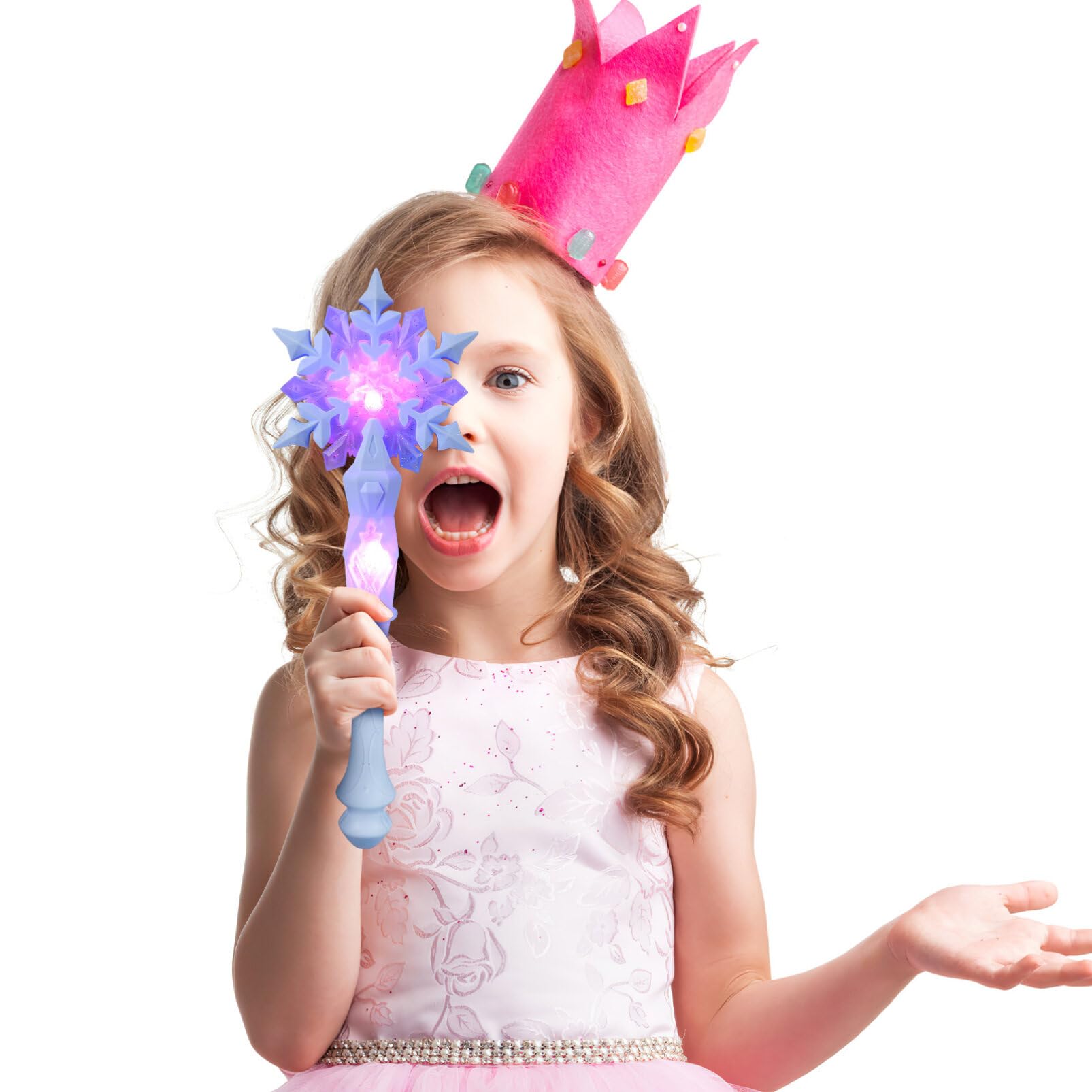 JOINPAYA Princess Snowflake Wand with Lights and Sounds – Lightweight Metal Design for Kids