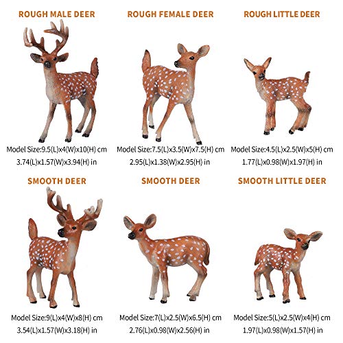 JOKFEICE 6-Piece Realistic Deer Figurines Set – Safe PVC Woodland Animal Toys for Kids Age 3+