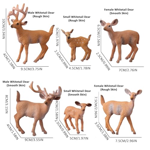JOKFEICE 6-Piece Realistic Woodland Animal Figures Set – Hand-Painted PVC Deer & Forest Toy Set for Kids, Educational Play, Cake Toppers