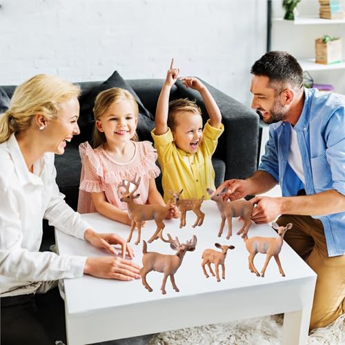 JOKFEICE 6-Piece Realistic Woodland Animal Figures Set – Hand-Painted PVC Deer & Forest Toy Set for Kids, Educational Play, Cake Toppers
