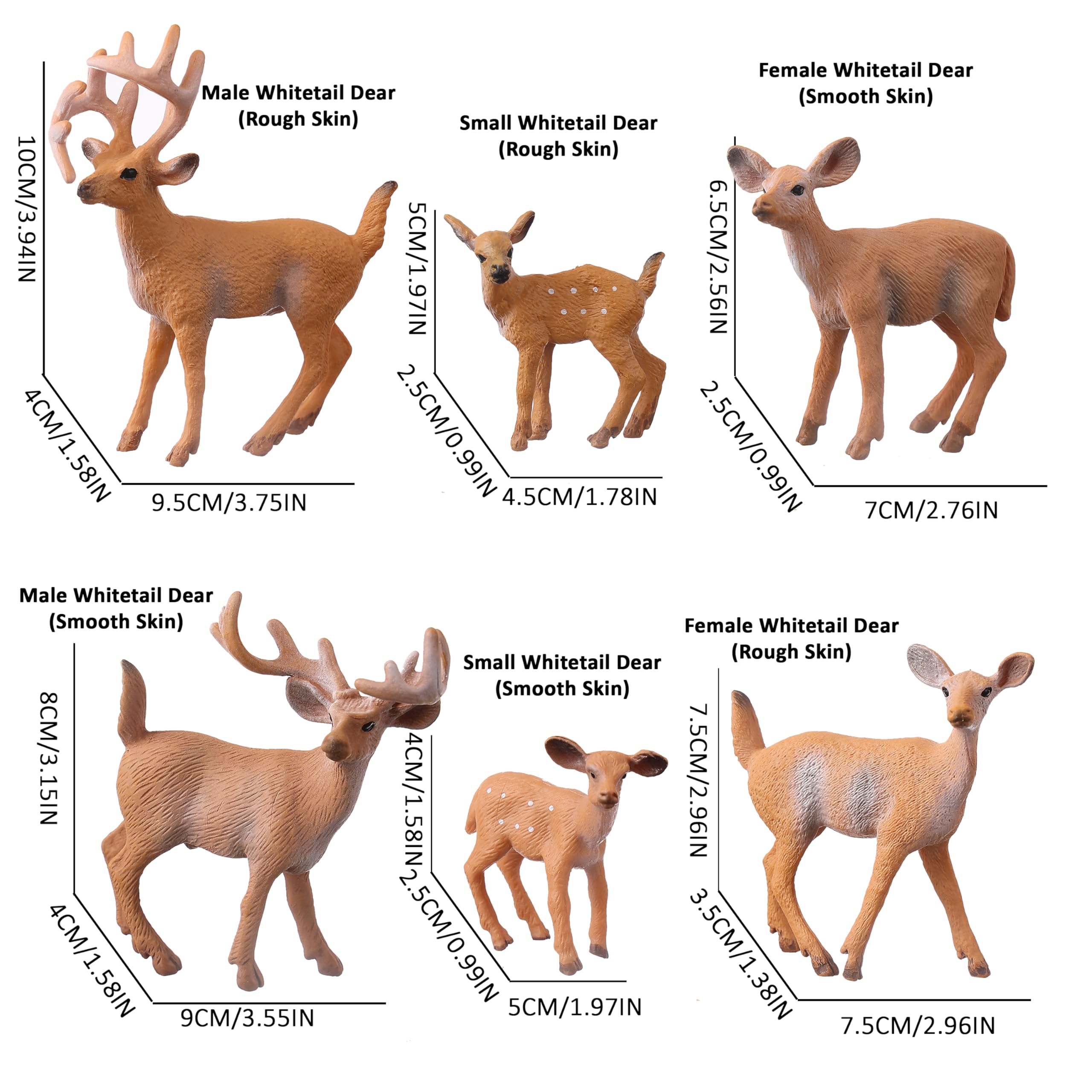JOKFEICE 6-Piece Realistic Woodland Animal Figures Set – Hand-Painted PVC Deer & Forest Toy Set for Kids, Educational Play, Cake Toppers