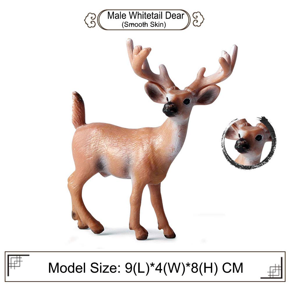 JOKFEICE 6-Piece Realistic Woodland Animal Figures Set – Hand-Painted PVC Deer & Forest Toy Set for Kids, Educational Play, Cake Toppers