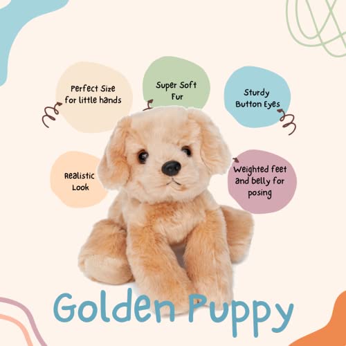 Jolitee Golden Retriever Plush - Soft Tan Stuffed Dog, 6.5x7 Inches, Poseable