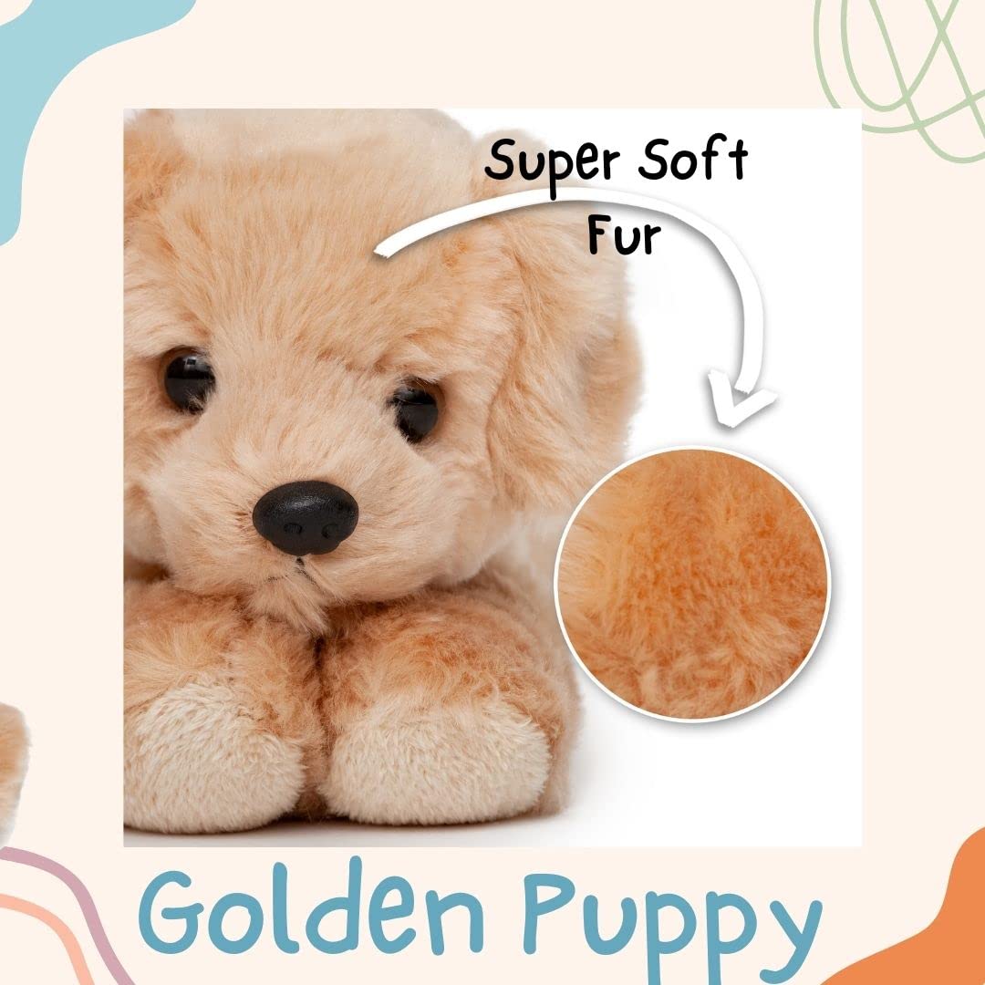Jolitee Golden Retriever Plush - Soft Tan Stuffed Dog, 6.5x7 Inches, Poseable