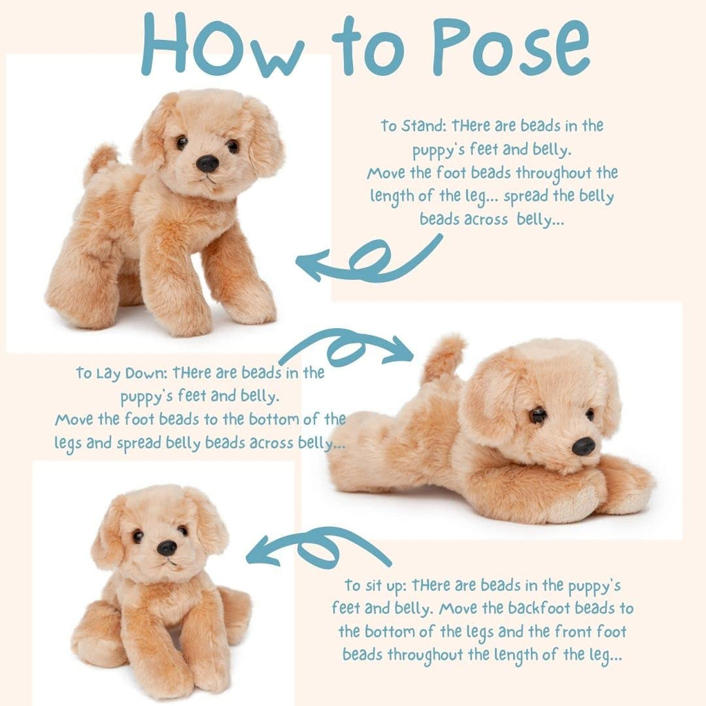 Jolitee Golden Retriever Plush - Soft Tan Stuffed Dog, 6.5x7 Inches, Poseable