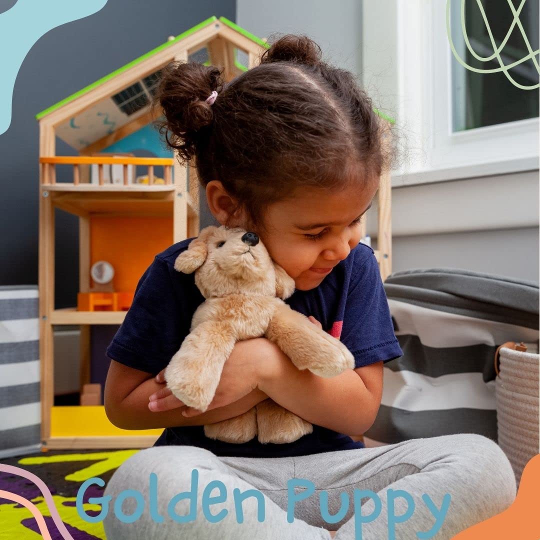 Jolitee Golden Retriever Plush - Soft Tan Stuffed Dog, 6.5x7 Inches, Poseable