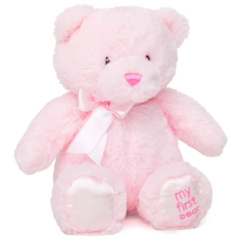 Jolitee My First Bear - 10 Inch Pink Teddy Bear for Newborns, Soft Plush with Embroidered Eyes