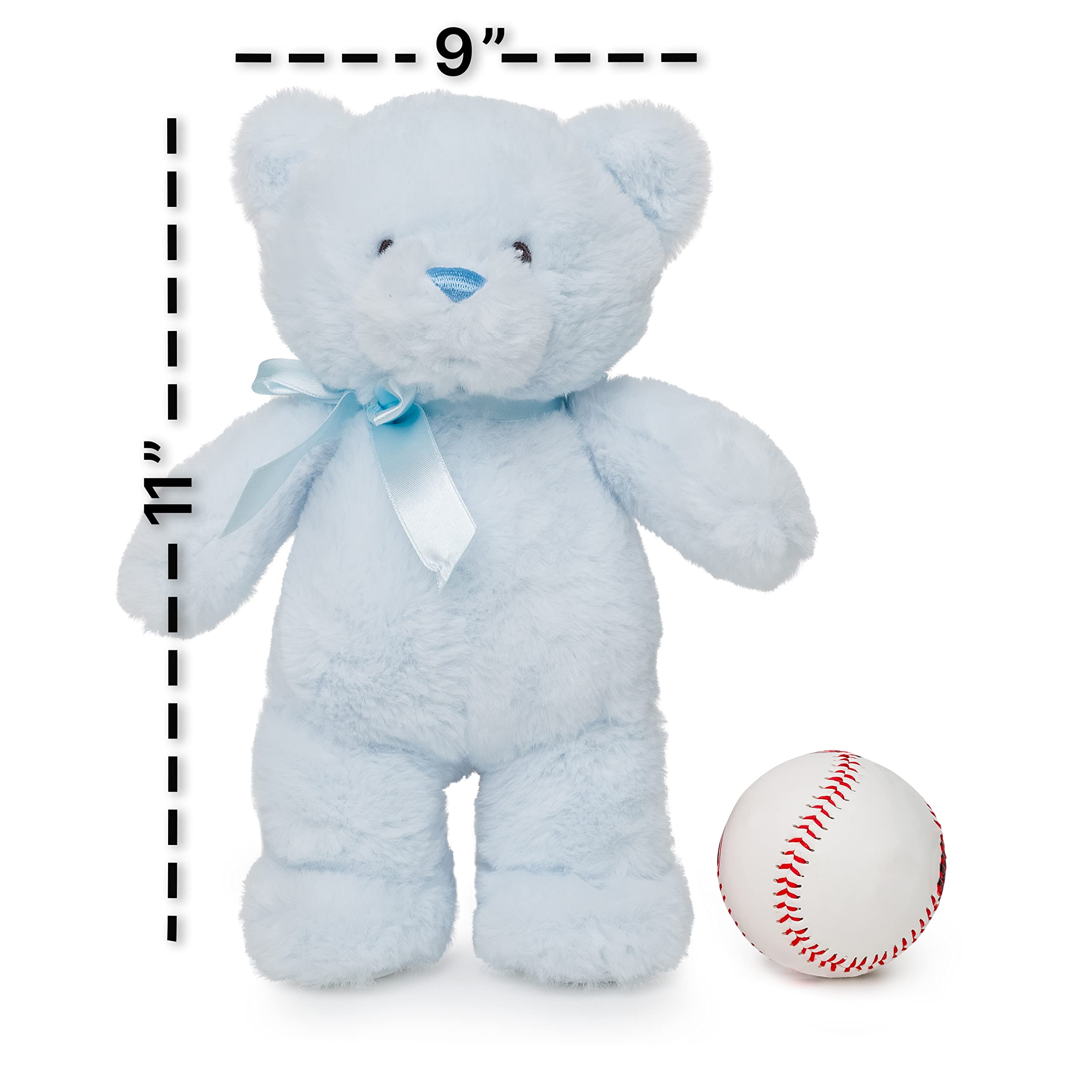 Jolitee My First Blue Bear 10" Plush - Soft Teddy with Satin Bow