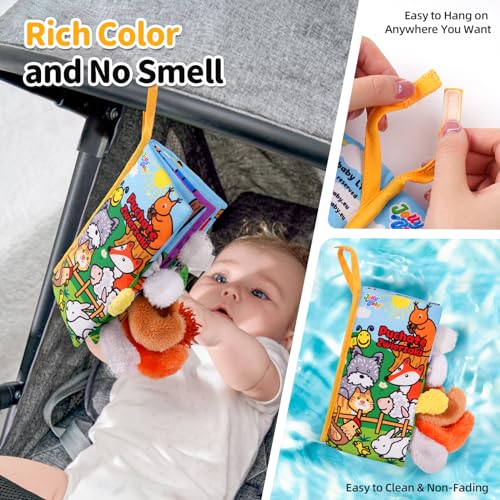 Jollybaby Plush Tails Soft Cloth Book – Crinkle, Touch & Feel Baby Toy for 0-3 Years