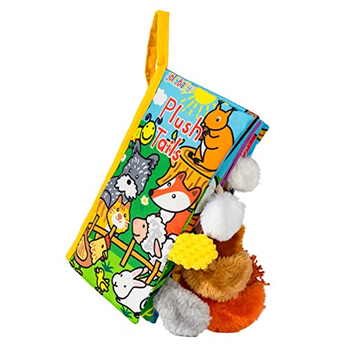Jollybaby Plush Tails Soft Cloth Book – Crinkle, Touch & Feel Baby Toy for 0-3 Years