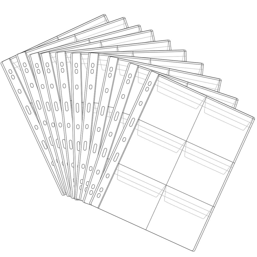 Jomevia 10-Pack Coin Pages – 6 Pocket PVC Coin Holders for 3-Ring Binders