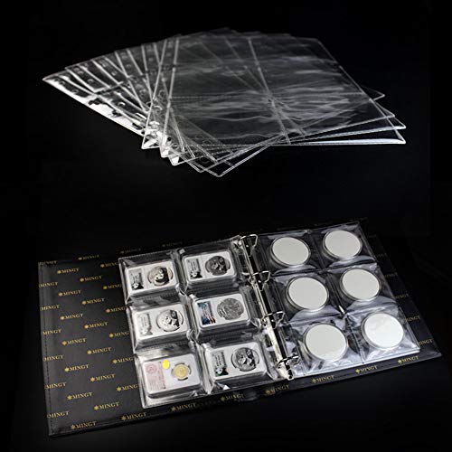 Jomevia 10-Pack Coin Pages – 6 Pocket PVC Coin Holders for 3-Ring Binders
