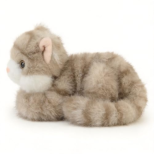 Jorkei 8-Inch Weighted Grey Cat Plush Toy - Soft & Cute Small Stuffed Animal for Kids and Adults