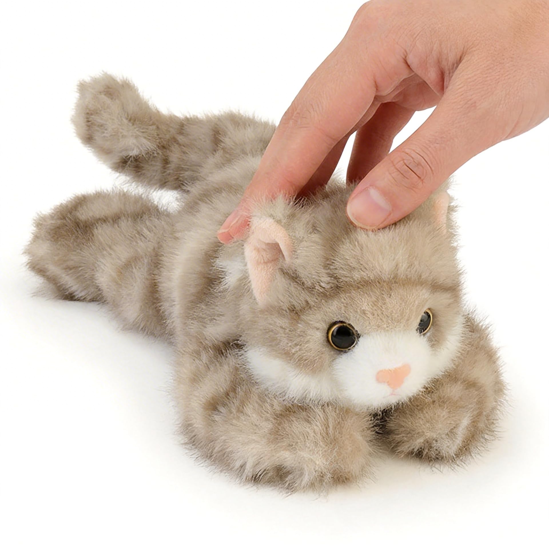 Jorkei 8-Inch Weighted Grey Cat Plush Toy - Soft & Cute Small Stuffed Animal for Kids and Adults