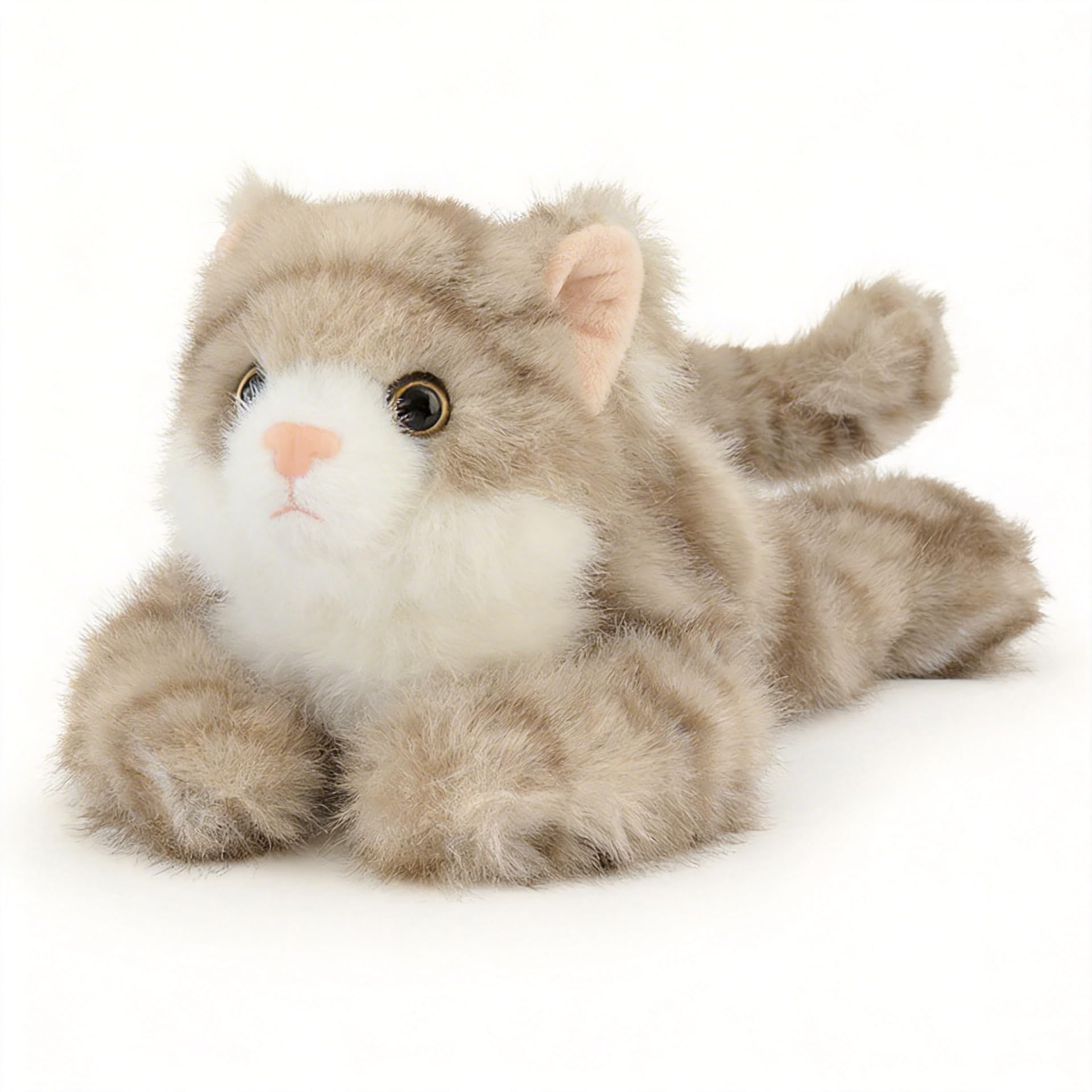 Jorkei 8-Inch Weighted Grey Cat Plush Toy - Soft & Cute Small Stuffed Animal for Kids and Adults