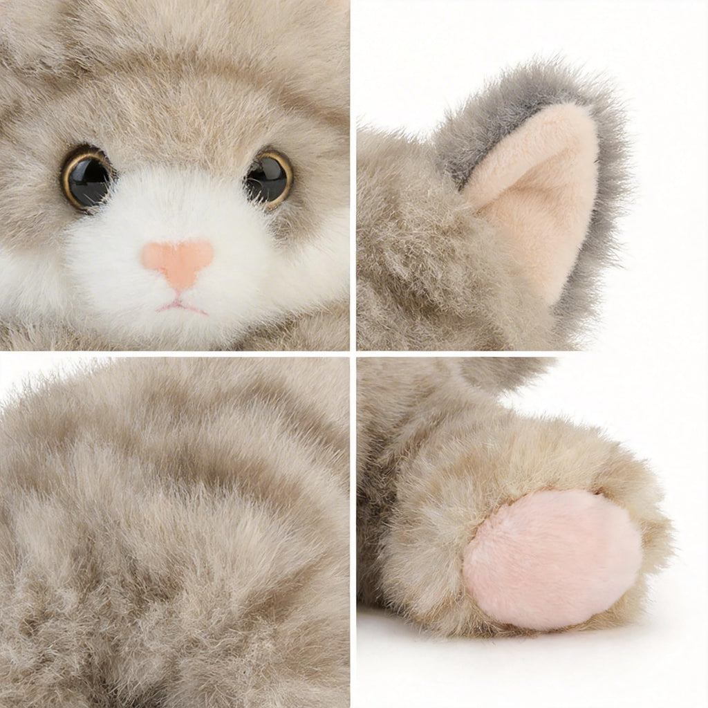 Jorkei 8-Inch Weighted Grey Cat Plush Toy - Soft & Cute Small Stuffed Animal for Kids and Adults