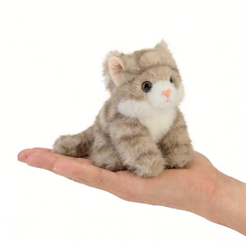 Jorkei 8-Inch Weighted Grey Cat Plush Toy - Soft & Cute Small Stuffed Animal for Kids and Adults
