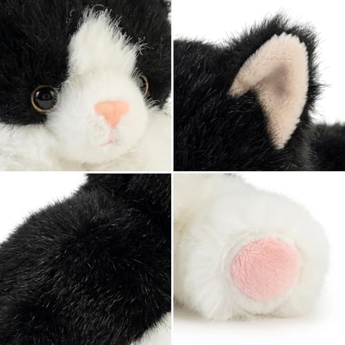 Jorkei Weighted Black Cat Plush Toy - 8 Inch Soft Stuffed Animal, Cute Small Plushie Gift for Kids and Adults
