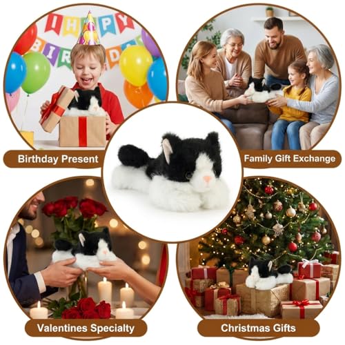 Jorkei Weighted Black Cat Plush Toy - 8 Inch Soft Stuffed Animal, Cute Small Plushie Gift for Kids and Adults