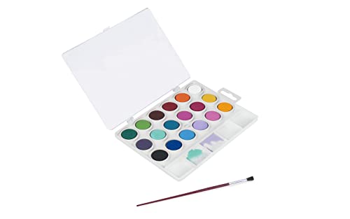 Jovi Watercolor Palette with 18 Bright Colors – Non-Toxic, Quick Drying, Includes Brush