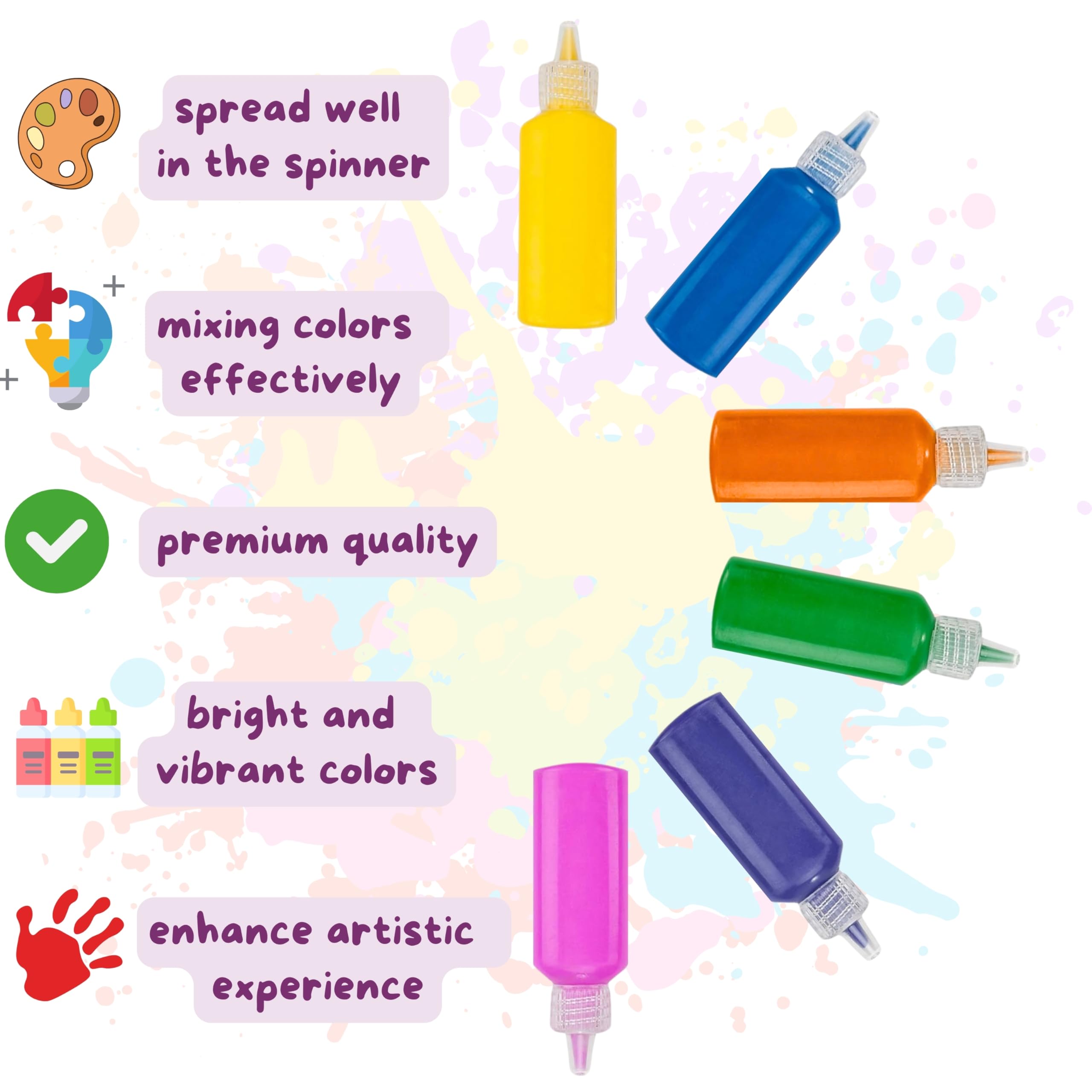 Jovial & Joyful Spin Art Refill Pack: 25 Cardboard Shapes + 6 Paint Colors