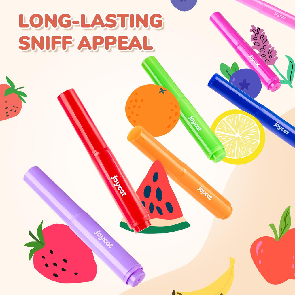 JoyCat 24 Scented Washable Markers for Kids – Fruit & Dessert Fragrances with Conical Tips, Non-Toxic Art Supplies