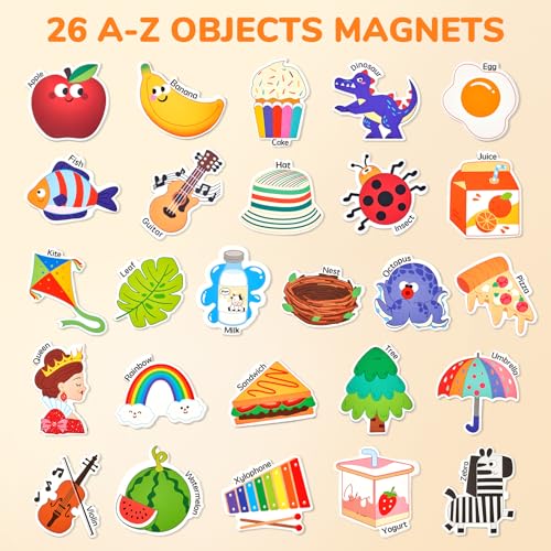 JoyCat 26 Object Fridge Magnets for Toddlers – Large Magnetic Learning Toys for Ages 2-5