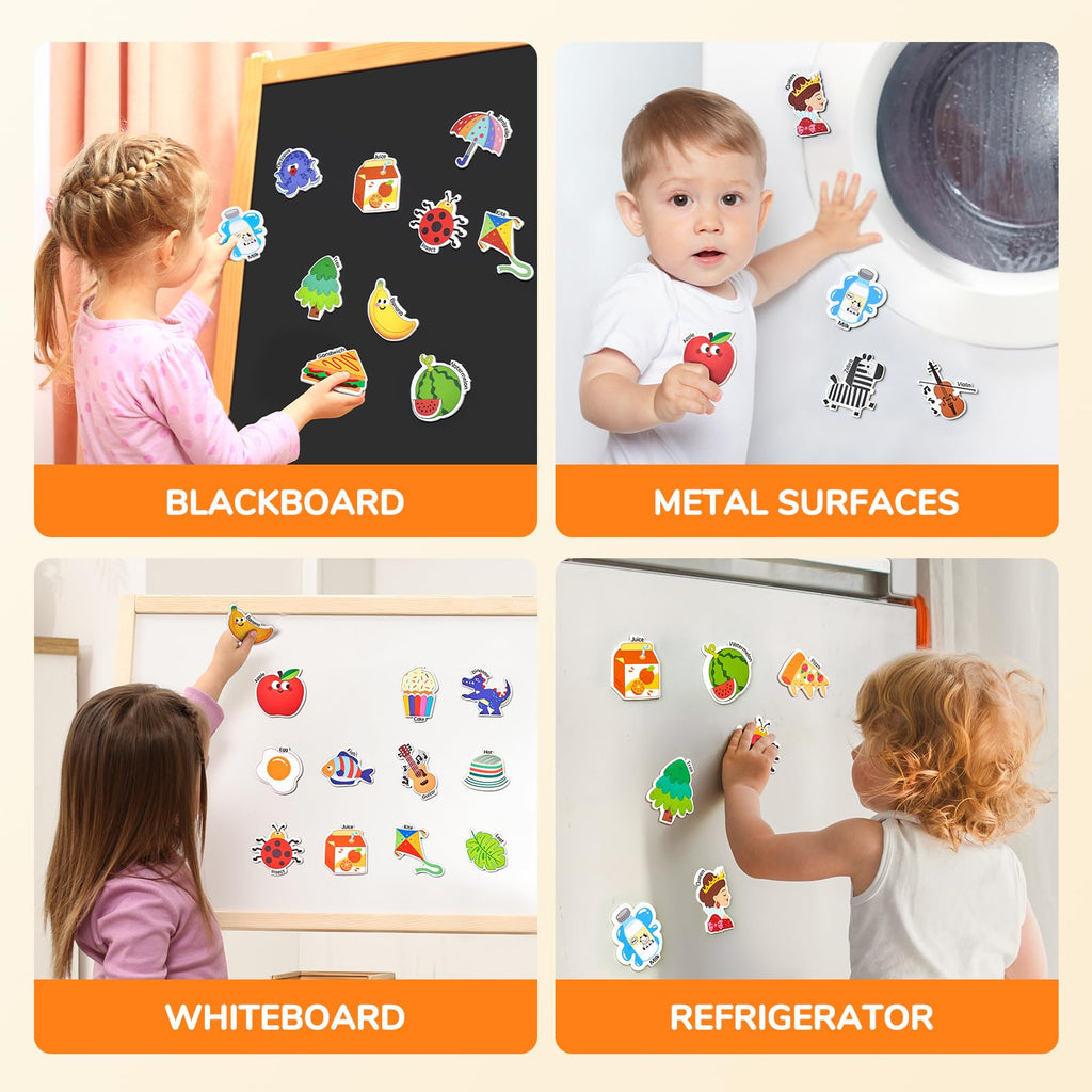 JoyCat 26 Object Fridge Magnets for Toddlers – Large Magnetic Learning Toys for Ages 2-5