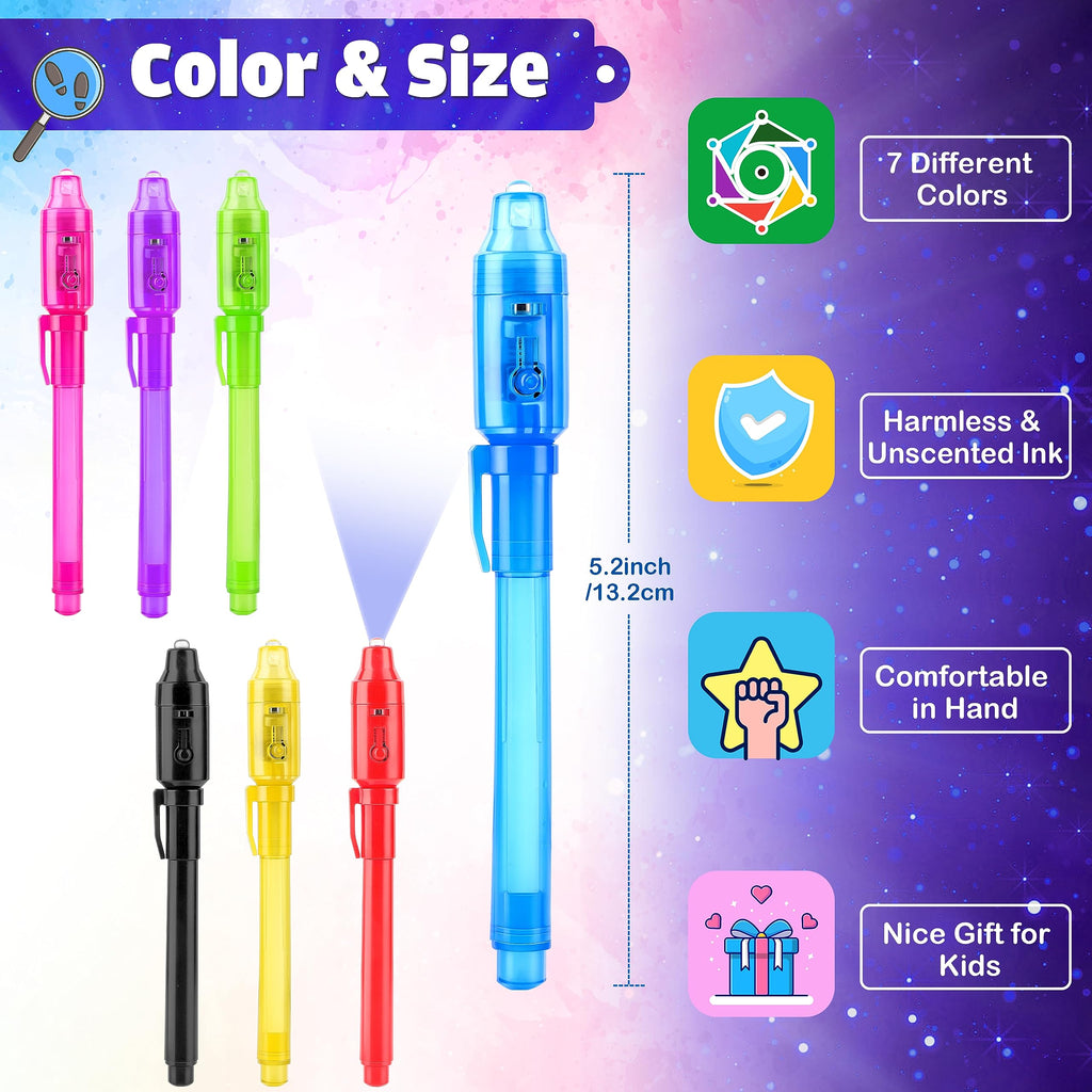 Joycover 28-Pack Invisible Ink Pens with UV Light - Spy Gadgets for Kids Party Favors