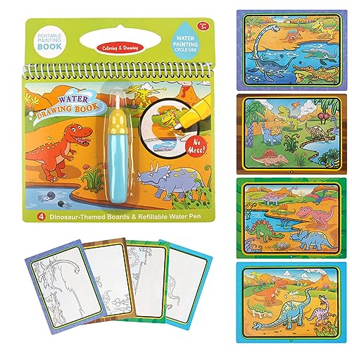 Joyfia Water Drawing Books – Mess-Free Coloring Set with Dinosaur, Cartoon & Vehicle Themes for Toddlers