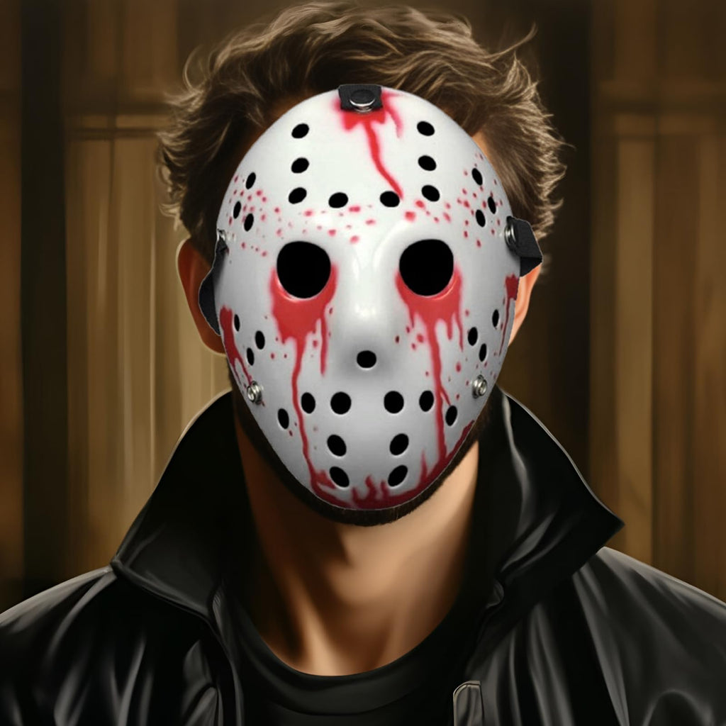 JOYFISCO Hockey Mask for Halloween – Durable Plastic, Adjustable Strap, Adult Size