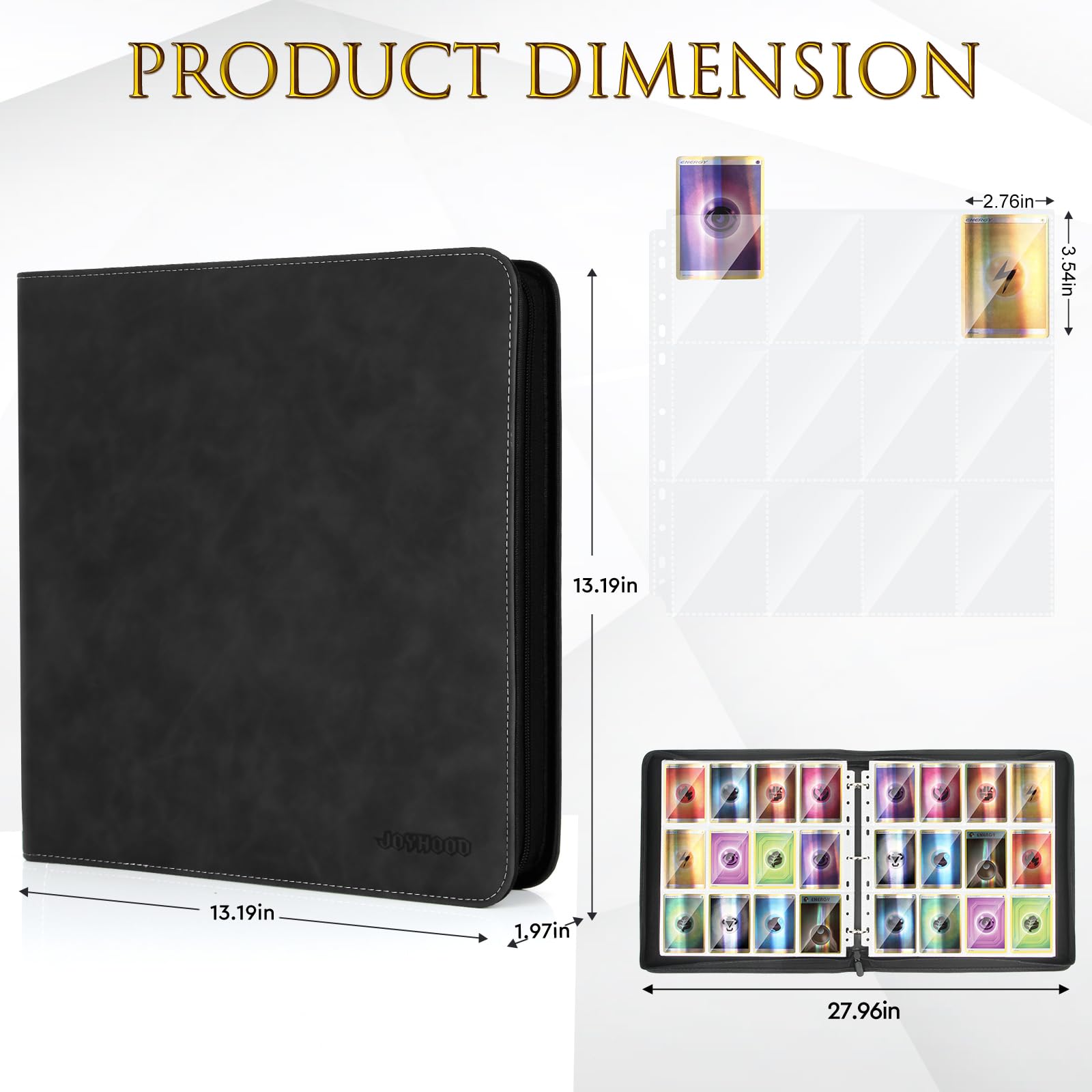 JoyHood 960-Card Trading Card Binder – 40-Page, 12-Pocket Album for TCG/MTG/YGO/Sports Cards