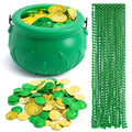 JOYIN 119-Piece St. Patrick's Day Party Supplies Set – Green Bead Necklaces, Gold Coins, and Plastic Cauldron