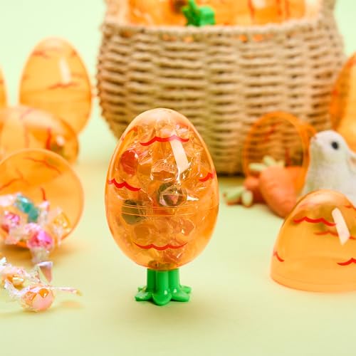 JOYIN 12-Pack 3.7-Inch Plastic Carrot-Shaped Easter Eggs – Fillable Orange Eggs for Hunts, Decorations, and Treats
