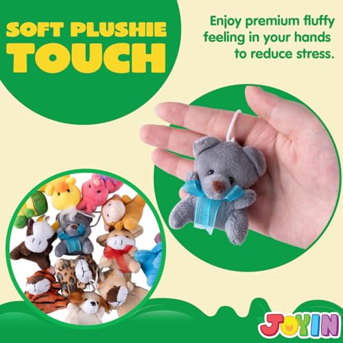 JOYIN 12-Pack Mini Plush Animals: Assorted 3-Inch Stuffed Toys for Party Favors, Prizes, and Backpack Decor