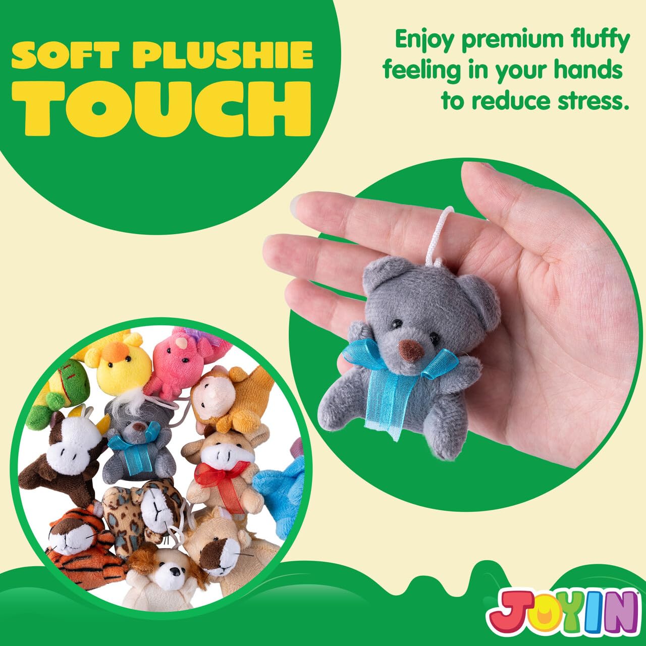 JOYIN 12-Pack Mini Plush Animals: Assorted 3-Inch Stuffed Toys for Party Favors, Prizes, and Backpack Decor